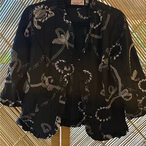 Ronnie Salloway Black and White Floral Blouse